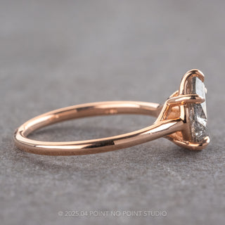 1.24 Carat Canadian Salt and Pepper Pear Diamond Engagement Ring, Madeline Setting, 14k Rose Gold