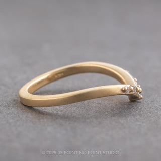 Round and Baguette Diamond V Band, Paloma Setting, Sandblasted Finish, 14K Yellow Gold