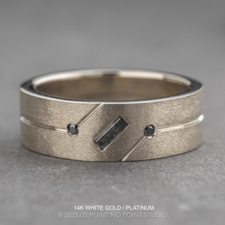 Salt and Pepper Baguette and Round Diamond Mens Wedding Band, Comfort Fit