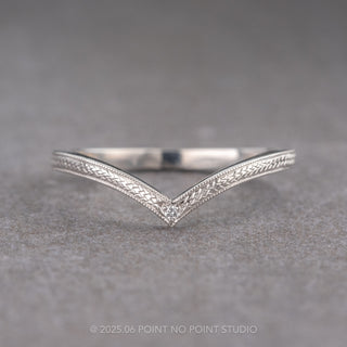 Single Diamond Engraved Vivian Wedding Band, Platinum