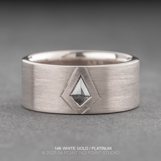 Salt and Pepper Kite Diamond Mens Wedding Band, Comfort Fit