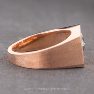 Men's Wide Signet Style Diamond Wedding Ring, 14K Rose Gold