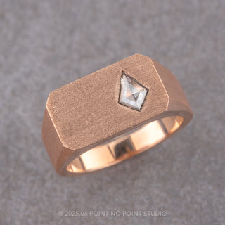 Men's Wide Signet Style Diamond Wedding Ring, 14K Rose Gold