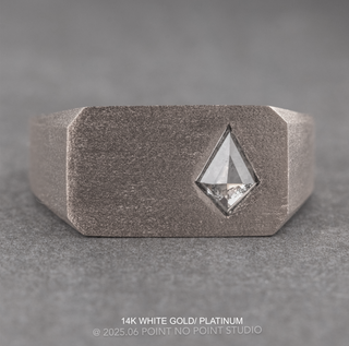 Kite Diamond Men's Wide Signet Style Wedding Ring, Matte