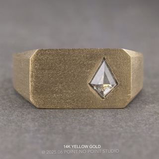 Kite Diamond Men's Wide Signet Style Wedding Ring, Matte