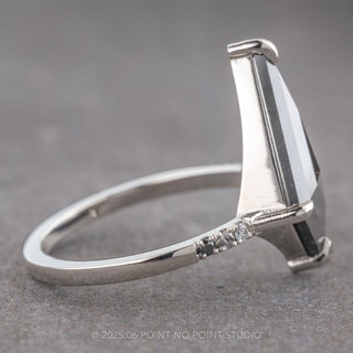 3.21 Carat Black Speckled Kite Diamond Engagement Ring, Ombre Jules Setting, Platinum