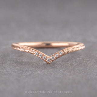 7 Diamond Engraved Vivian Wedding Band, 14k Rose Gold