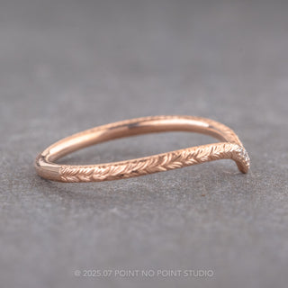 7 Diamond Engraved Vivian Wedding Band, 14k Rose Gold