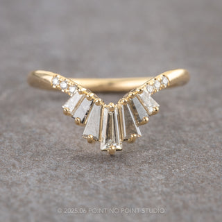 Ombre Baguette Diamond Wedding Band, Extra Diamond Chenoa Setting, 14K Yellow Gold