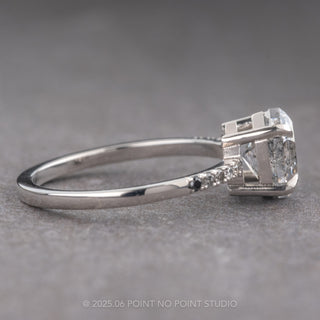 2.13 Carat Canadian Salt and Pepper Hexagon Diamond Engagement Ring, Ombre Jules Setting, Platinum