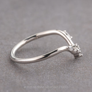 Marquise and Round Diamond Wedding Band, Fleur de Serpent Setting, 14k White Gold