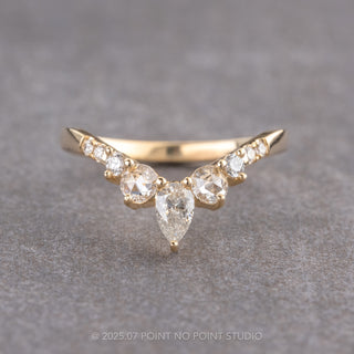 White Rose Cut Diamond Wedding Ring, Florence Setting, 14K Yellow Gold