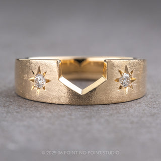 2 Diamond Star Set Wedding Band, 5mm Ellipse Setting, 14k Yellow Gold