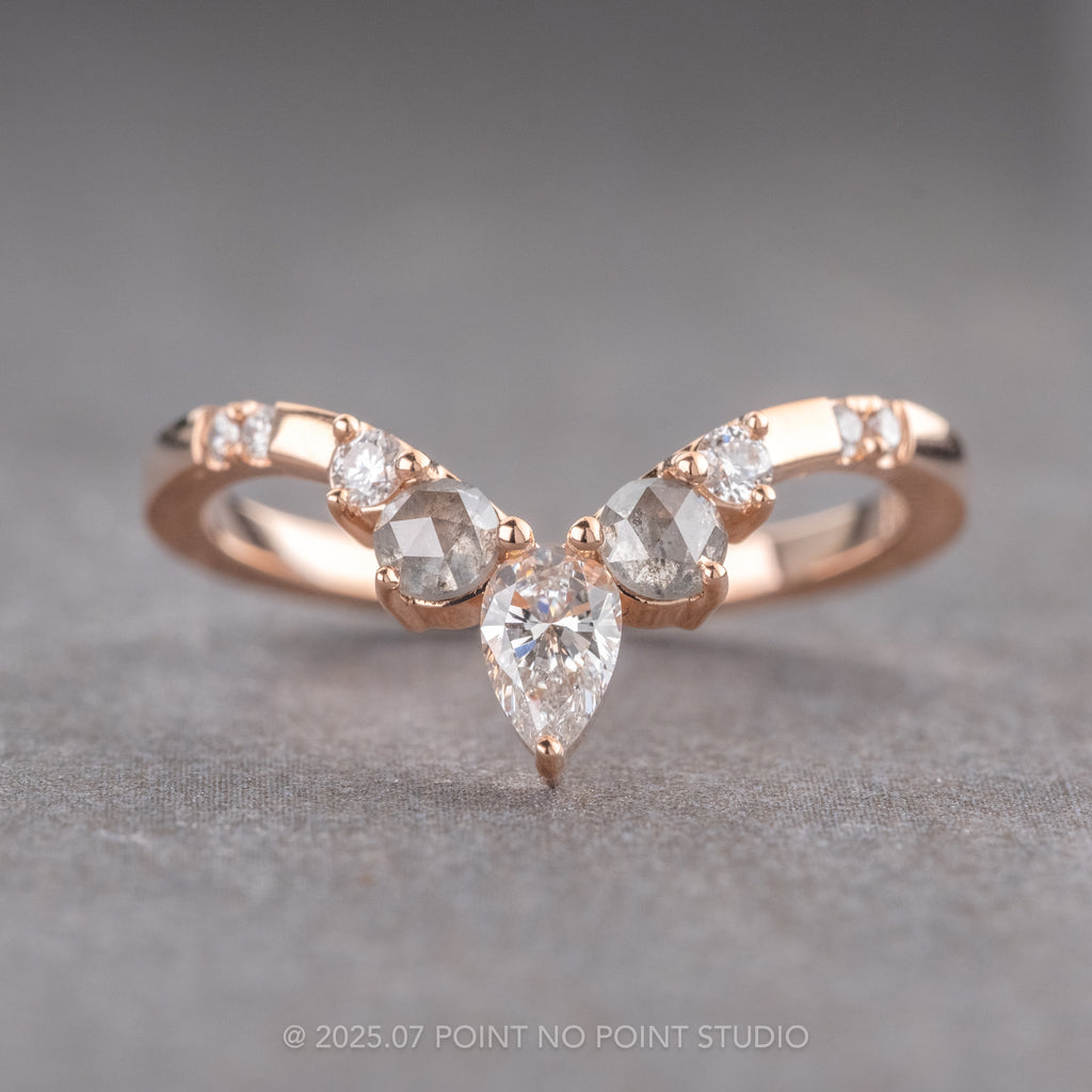 Florence Wedding Ring, 9 White & Salt and Pepper Diamond, Loaf Band ...