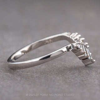 Salt and Pepper Baguette and Black Diamond Wren Wedding Ring, V Contour, Platinum
