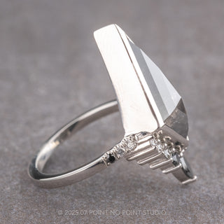 2.20 Carat Black Speckled Kite Diamond Engagement Ring, Bezel Ombre Avaline Setting, Platinum