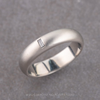 Salt and Pepper Baguette Diamond Mens Sandblast Wedding Band, Platinum