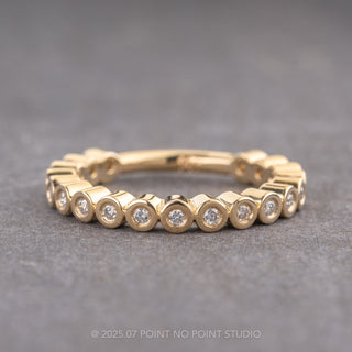 Bezel Set White Lab Grown Diamond 3/4 Eternity Wedding Band, 14k Yellow Gold