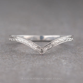 Single Grey Diamond Vintage Vivian Wedding Band, 14k White Gold