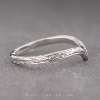 Single Grey Diamond Vintage Vivian Wedding Band, 14k White Gold