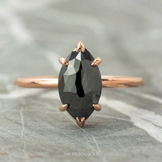 1.60 Carat Black Marquise Diamond Engagement Ring, Charlize Setting