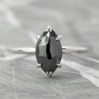 1.60 Carat Black Marquise Diamond Engagement Ring, Charlize Setting