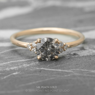 1.11 Carat Salt and Pepper Round Diamond Engagement Ring, Quinn Setting