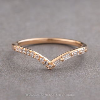 Round and Baguette Diamond V Band, Maeve Setting, 14K Rose Gold