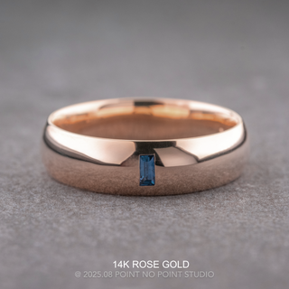 Baguette Blue Sapphire Mens Wedding Band, Comfort Fit