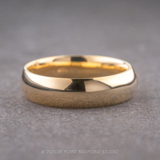 Baguette Blue Sapphire Mens Wedding Band, Comfort Fit, 14K Yellow Gold