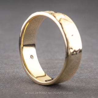 7mm Mountain Mens Wedding Ring with Hidden Diamond, 14k Yellow Gold