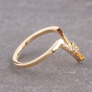 White Diamond and Citrine Wedding Band, Deep Contour Robin Setting, 14K Yellow Gold