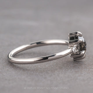 1.44 Carat Black Speckled Hexagon Diamond Engagement Ring, Zoe Setting, Platinum