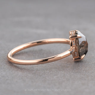 2.39 Carat Black Speckled Oval Diamond Engagement Ring, Ombre Juliette Setting, 14k Rose Gold