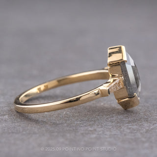 1.40 Carat Salt and Pepper Hexagon Diamond Engagement Ring, Zoe Setting, 14k Yellow Gold