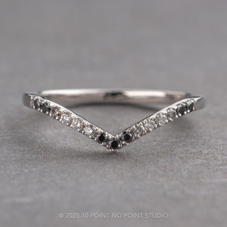 15 Round Diamond Wedding Band, Ombre Vivian Setting, 14k White Gold