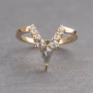 Salt and Pepper Rose Cut Kite Diamond Wedding Band, Cassiopeia Setting, 14K Yellow Gold