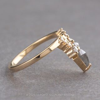 Salt and Pepper Rose Cut Kite Diamond Wedding Band, Cassiopeia Setting, 14K Yellow Gold