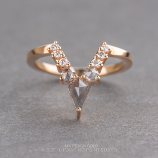Kylie Wedding Ring, 9 Salt and Pepper Rose Cut and White Diamonds, Square Band