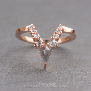 Kylie Wedding Ring, 9 Salt and Pepper Rose Cut and White Diamonds, Square Band