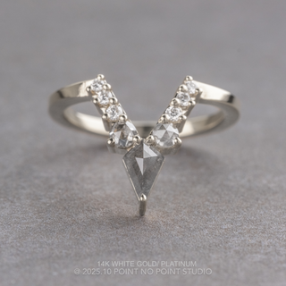 Kylie Wedding Ring, 9 Salt and Pepper Rose Cut and White Diamonds, Square Band