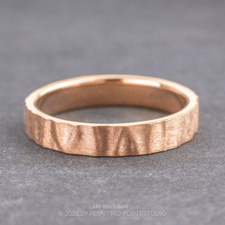 4mm Mens Wedding Band, Wood Grain Matte