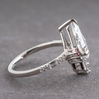 2.25 Carat Clear Kite Lab Diamond Engagement Ring, Ombre Wren Setting, Platinum