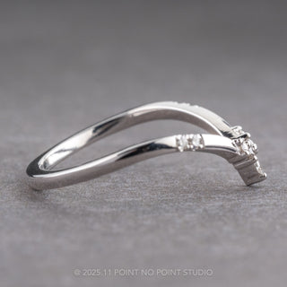 Marquise Diamond Wedding Band, White and Grey Flora Setting, 14K White Gold