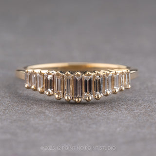 White Baguette Sparrow Diamond Wedding Band, 14k Yellow Gold