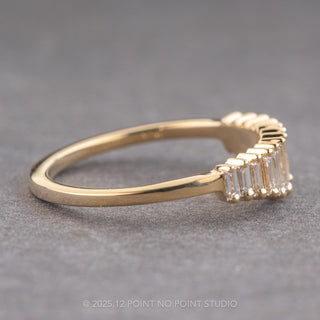 White Baguette Sparrow Diamond Wedding Band, 14k Yellow Gold