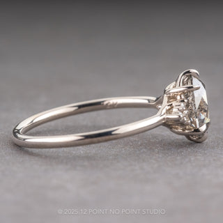 2.37 Carat Salt and Pepper Oval Diamond Engagement Ring, Quinn Setting, 14K White Gold