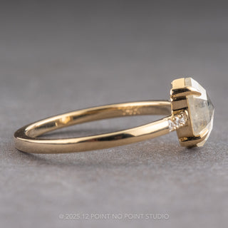 1.34 Carat Icy White Hexagon Diamond Engagement Ring, Jules Setting, 14K Yellow Gold