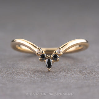 Marquise Diamond Rounded Wedding Band, Ombre Freya Setting, 14K Yellow Gold