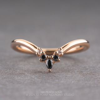 Freya Wedding Ring, 5 White and Black Diamond, Round Band women's wedding band, Point No Point Studio. Eco-friendly, Recycled Metals, Conflict Free.
